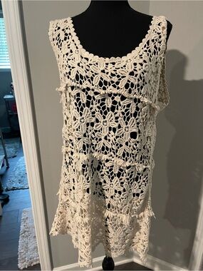 India Boutique Cream Crochet Floral Cover-Up